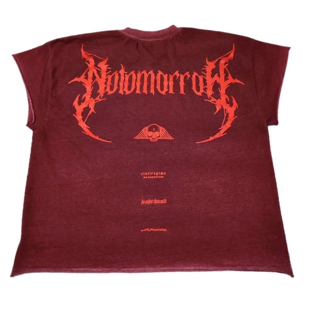 No Tomorrow x Civil Regime Do What Thou Wilt Oversized T Shirt Large Burgundy